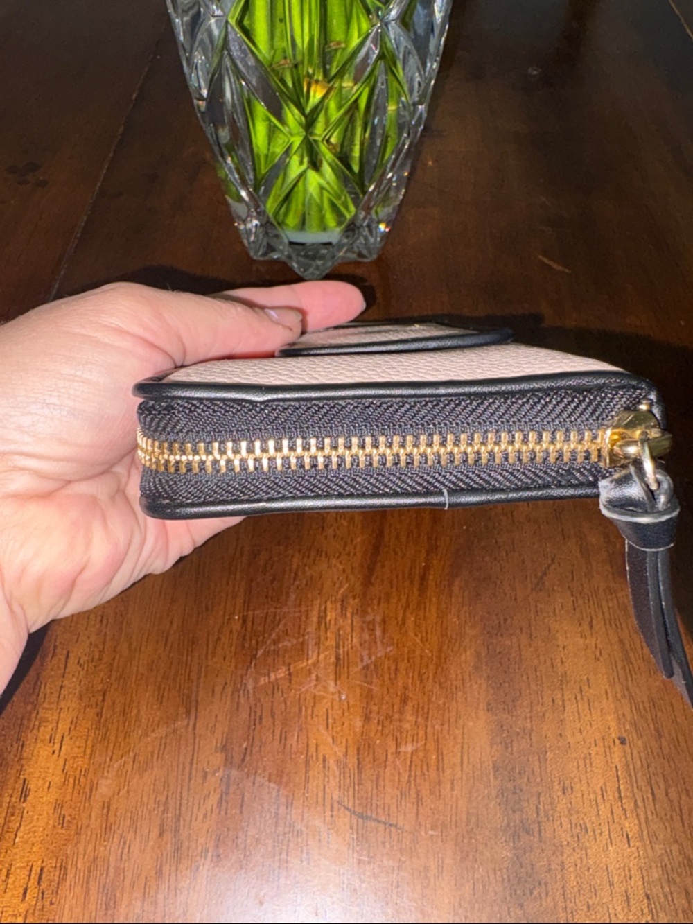 Kate Spade pebble leather blush pink zip-around wallet with black trim. NWOT. - Picture 9 of 12